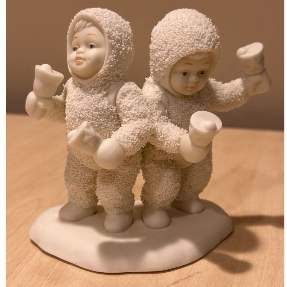 Vintage Dept 56 Snowbabies "Ring Every Bell" Two Children Ringing Bells Figurine